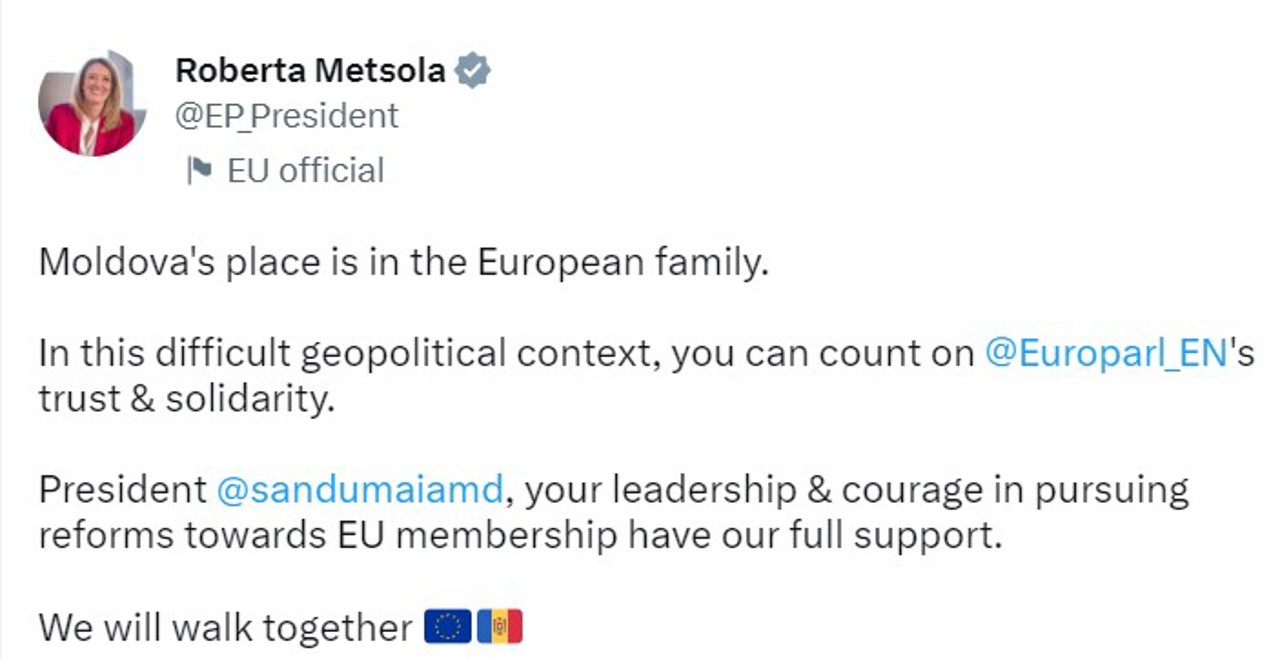 The President Of The European Parliament Sent A Message Of Solidarity