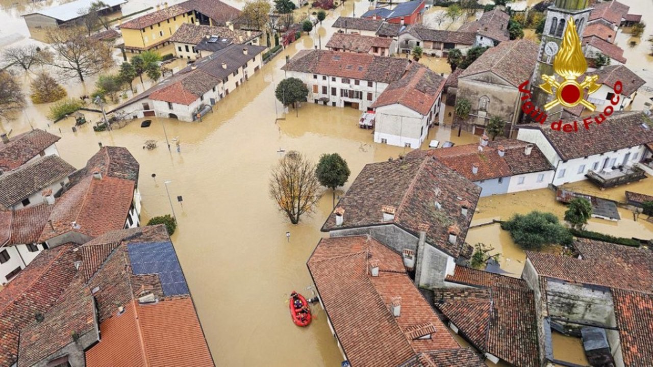 Inundații majore lângă Udine, în zona Friuli Venezia Giulia, în nordul Italiei. Credit: AFP