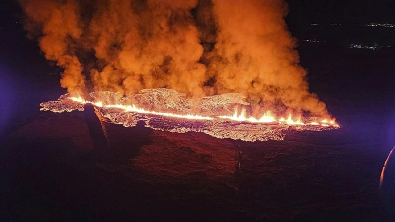 A volcano erupted in southwest Iceland. A nearby town was evacuated