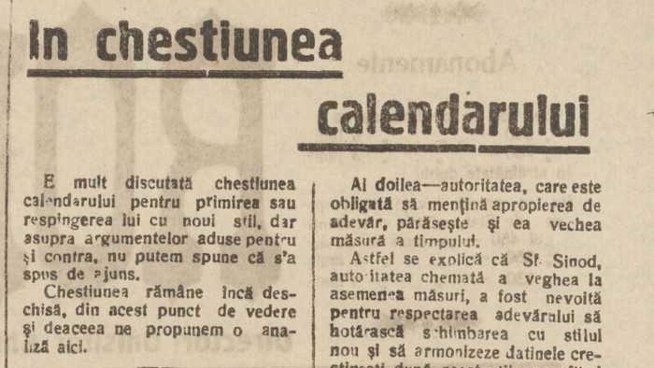 Revista presei interbelice: Basarabia dezbate calendarul nou