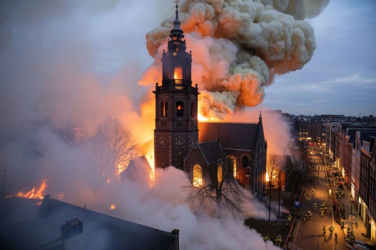 В Амстердаме сгорела церковь Вонделкерк, построенная в XIX веке