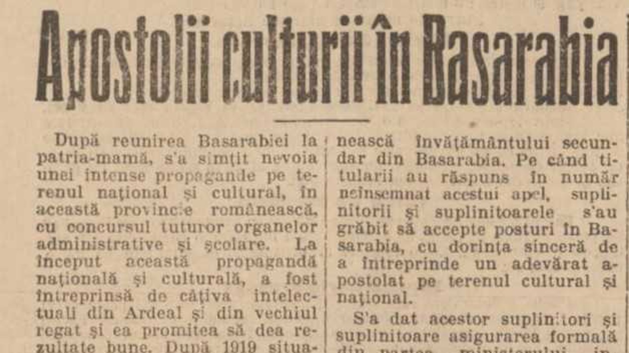 Revista presei interbelice: Apostolii culturii din Vechiul Regat românizau școala și viața publică din Basarabia 