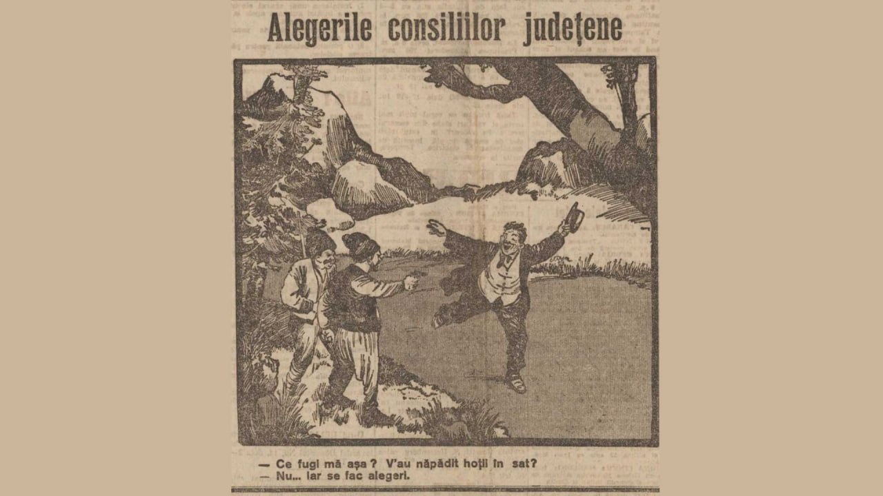 Revista presei interbelice: – V-au năpădit hoții? – Nu... Iar se fac alegeri