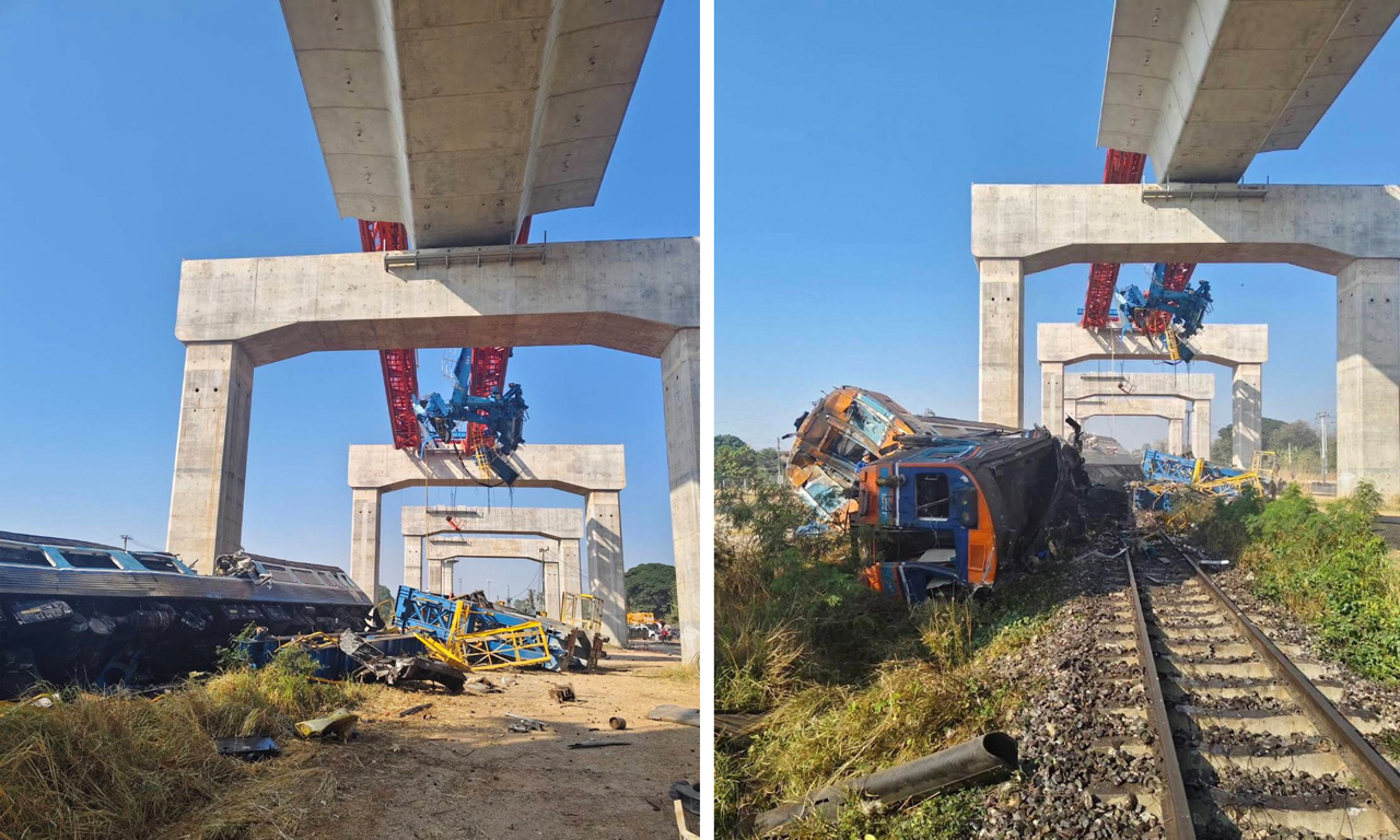 Cel puțin 19 morți după ce o macara s-a prăbușit peste un tren aflat în mers, în Thailanda