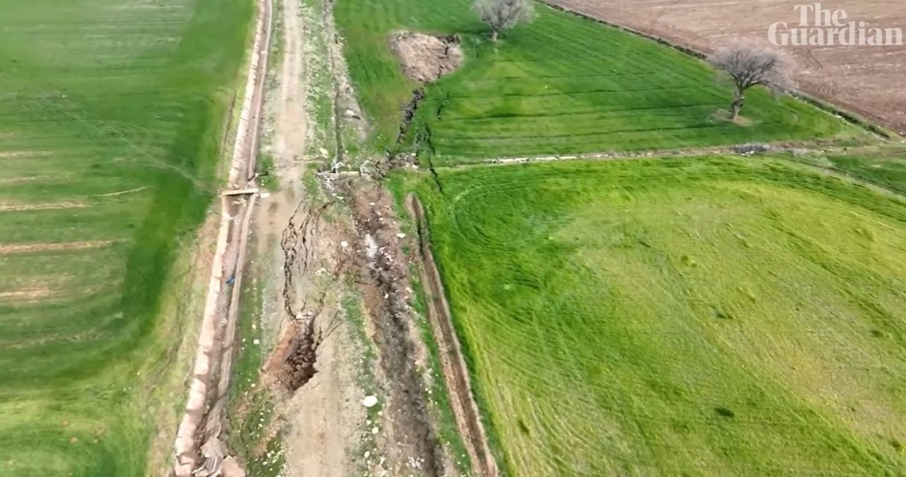 Falie uriașă după cutremurul din Turcia. Imagini surprinse din dronă