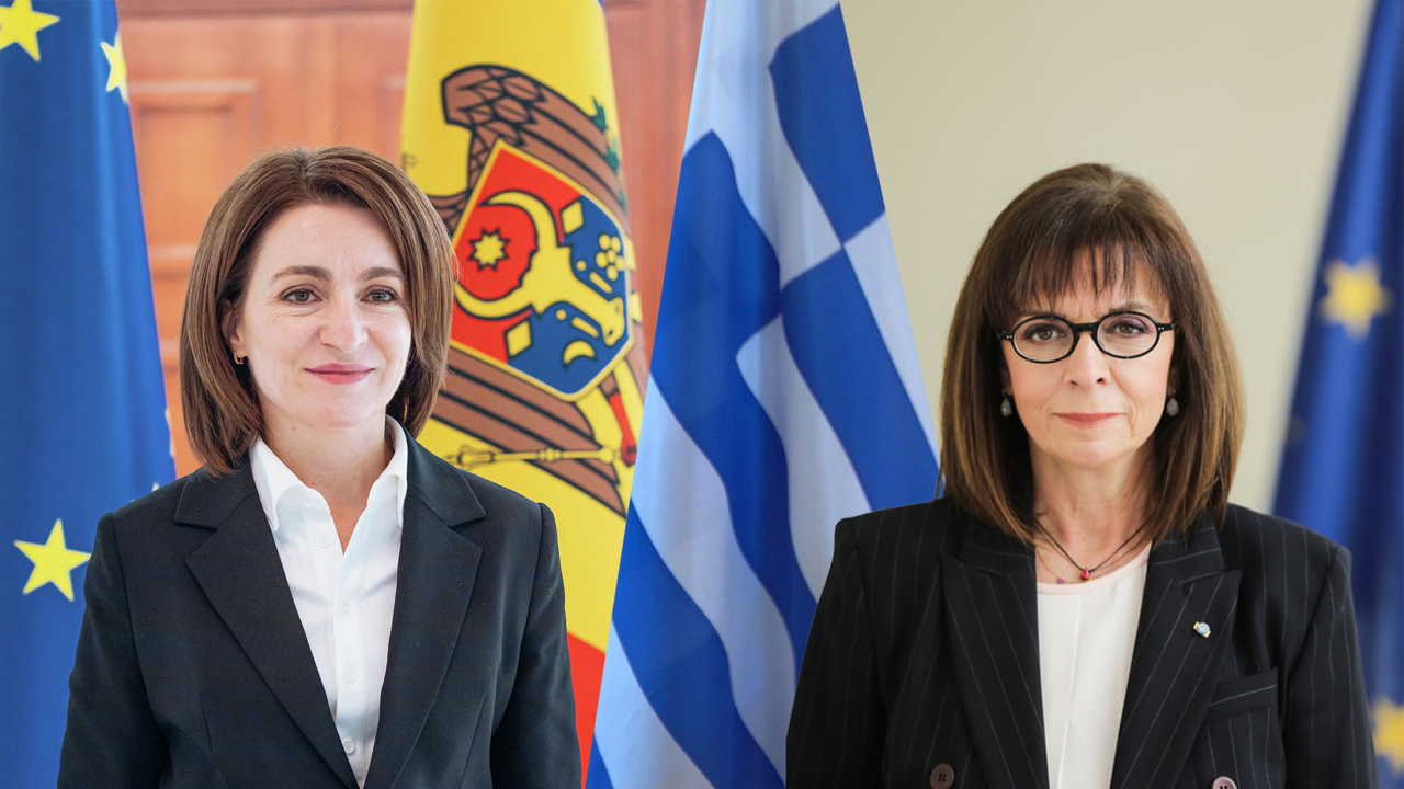 President of the Republic of Moldova Maia Sandu and President of Greece Katerina Sakellaropoulou make press statements