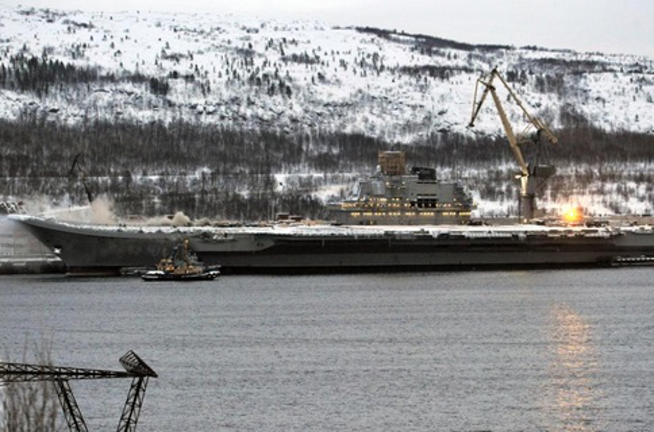 Russia's only aircraft carrier engulfed in flames