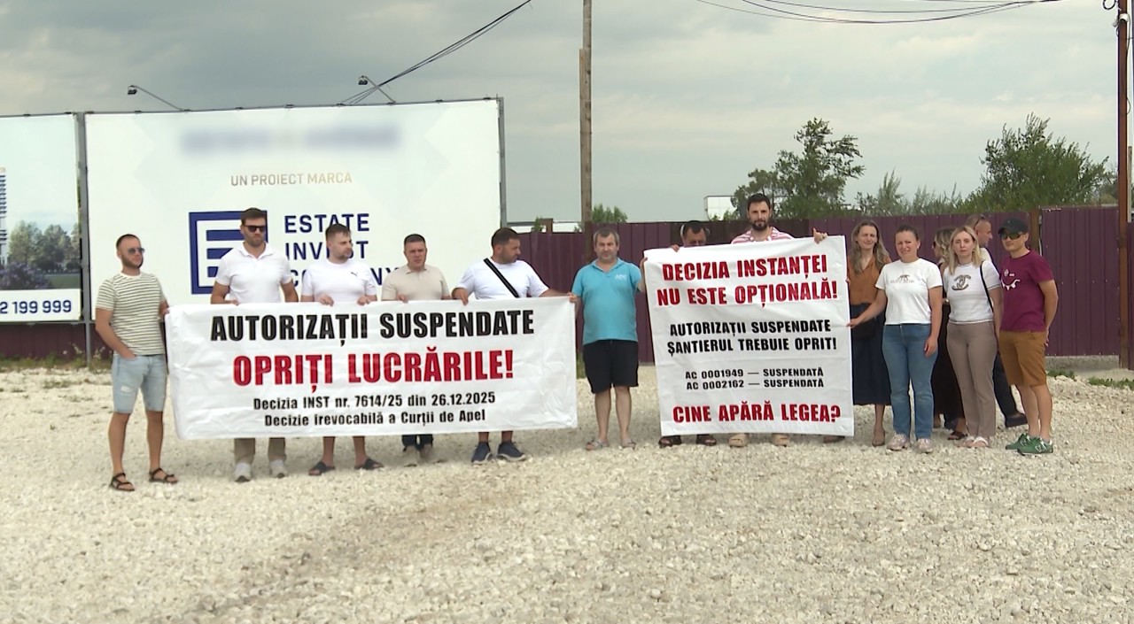 „Ne va închide și lumina zilei”: Protest pe un șantier de pe strada Bucovina