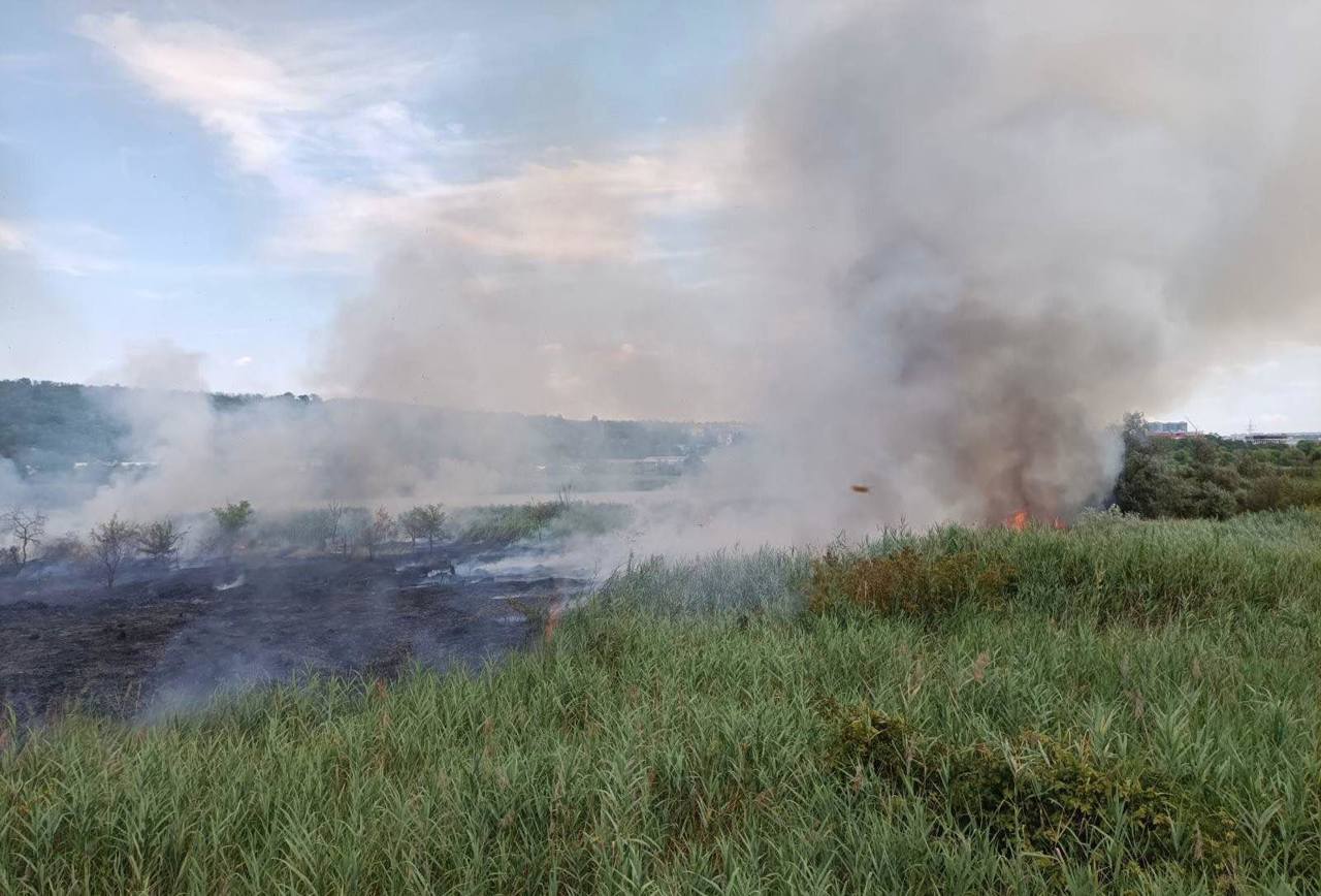Incendiu de vegetație pe strada Mesager din capitală: șapte echipaje de pompieri, mobilizate pentru lichidare