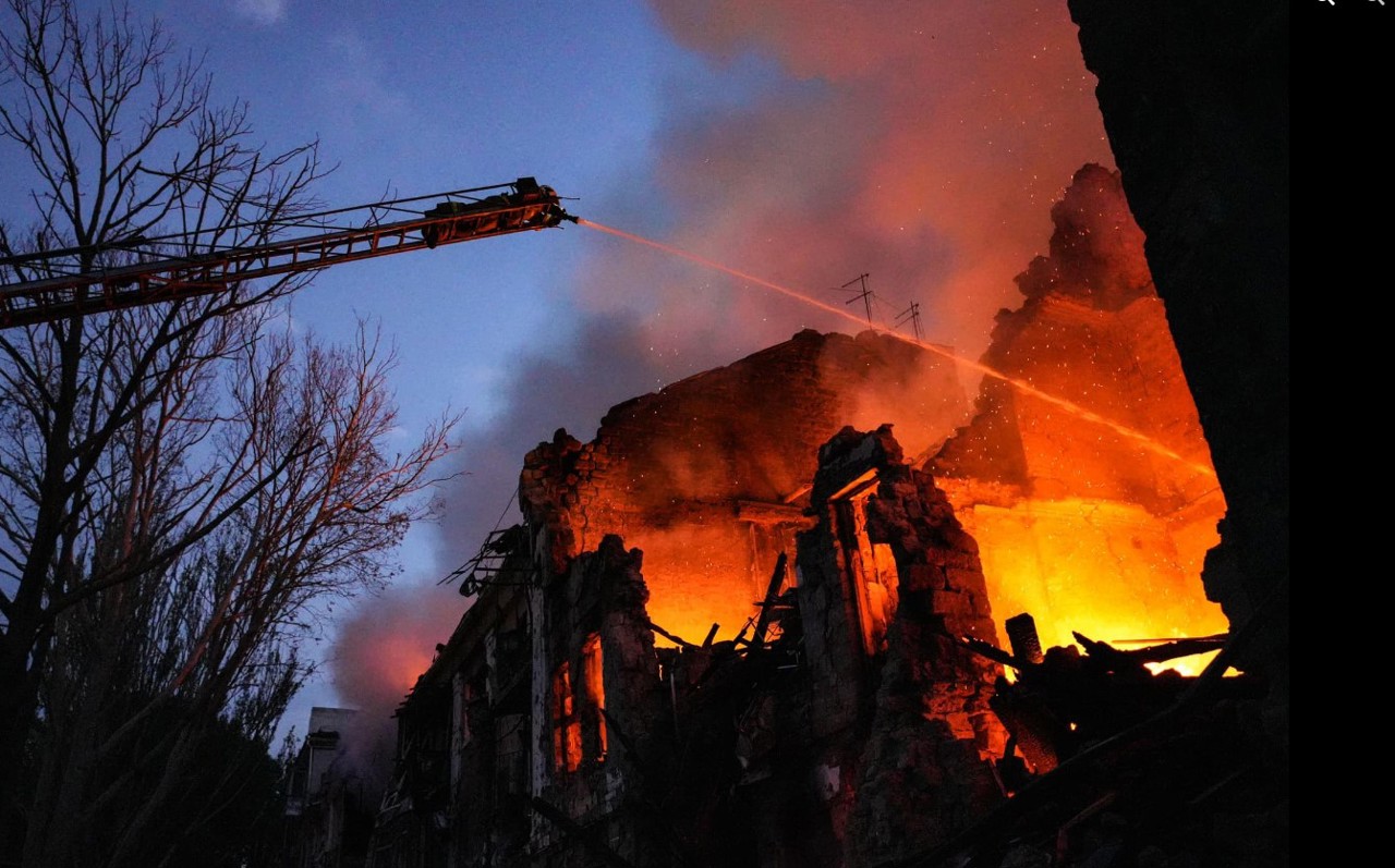 Russian shelling hits a landmark church in the Ukrainian city of Kherson