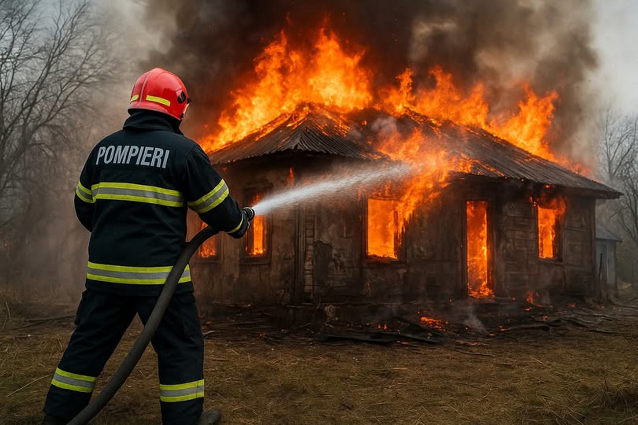 Un bătrân a ajuns la spital cu arsuri grave după un incendiu în nordul țării