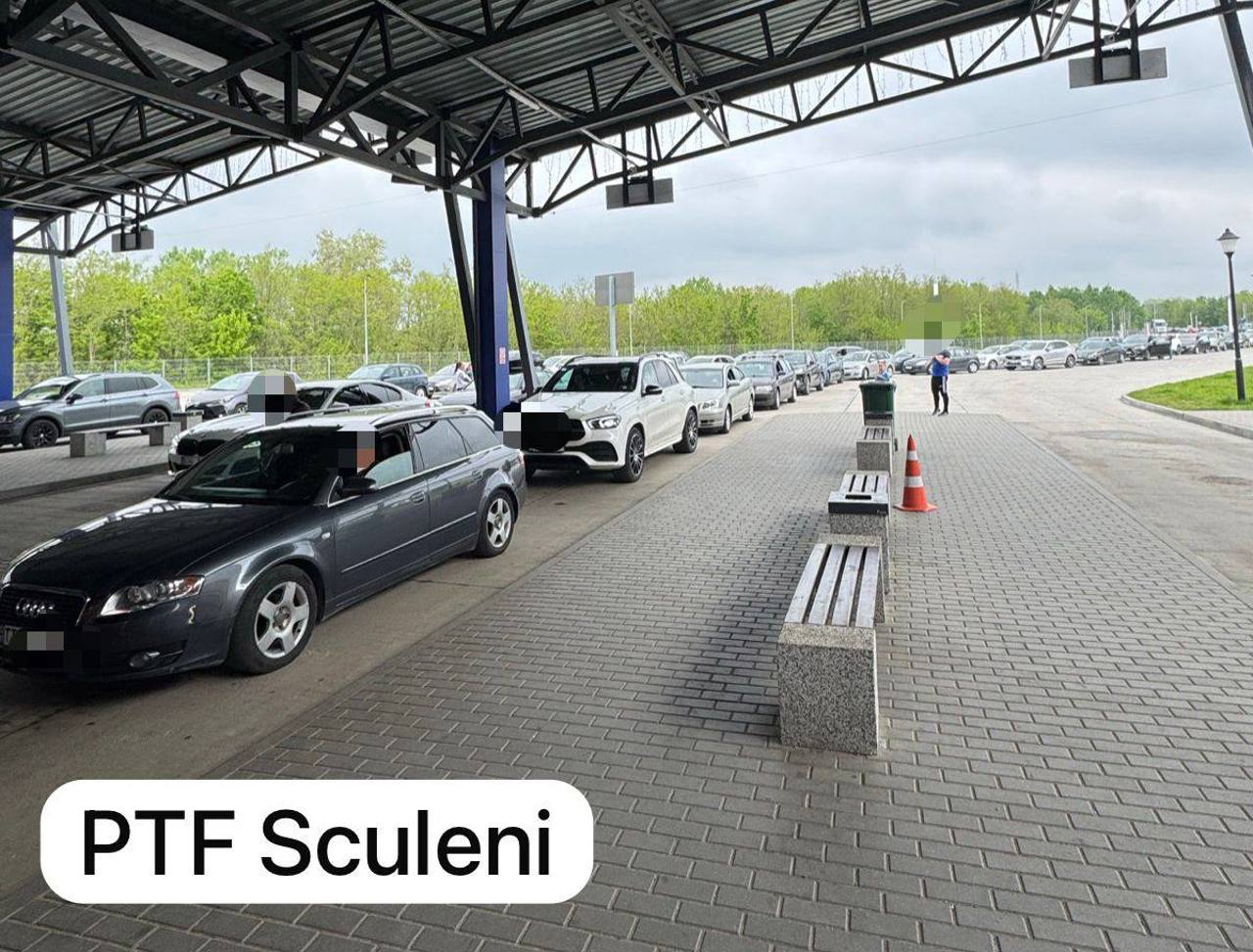 Trafic aglomerat la PTF Sculeni pe sensul de ieșire din Republica Moldova