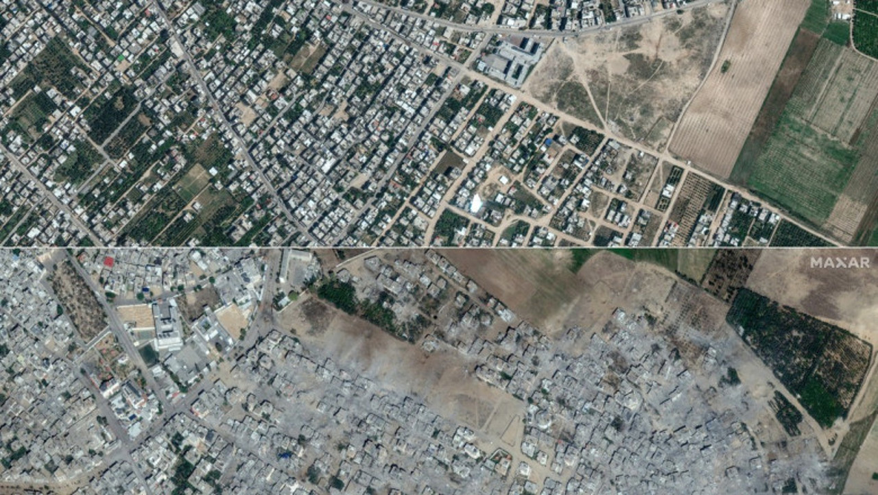 Israel is building a road that divides the Gaza Strip in two. Satellite images