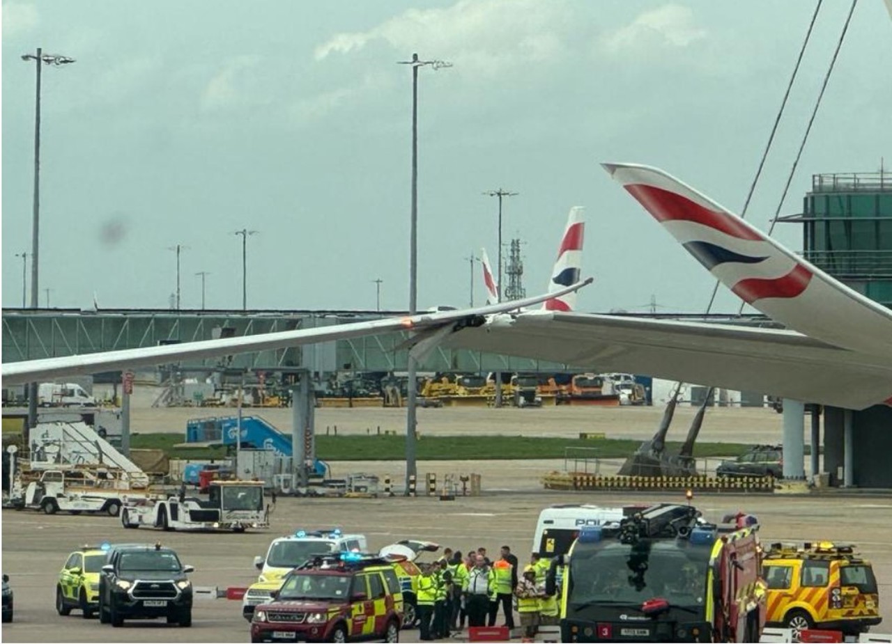 Two planes at Heathrow Airport collide on the ground