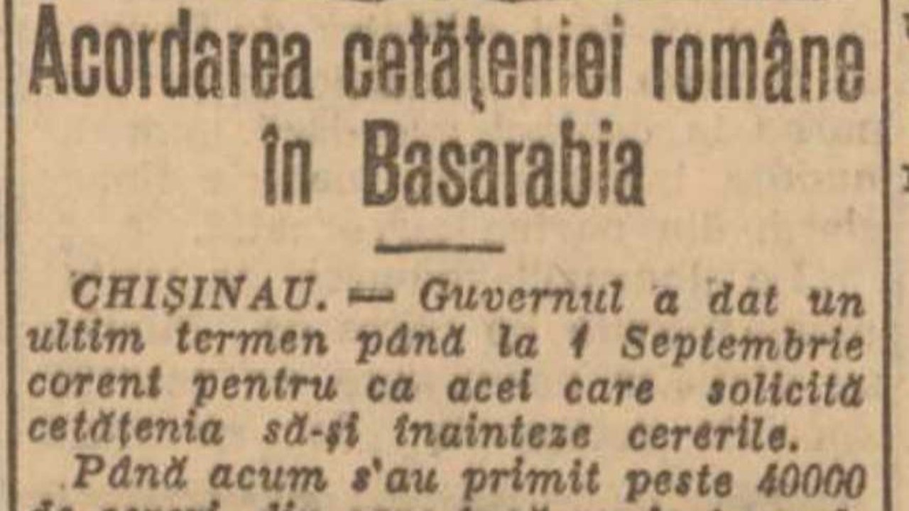 Revista presei interbelice: Termen-limită pentru solicitarea cetățeniei române de către basarabeni