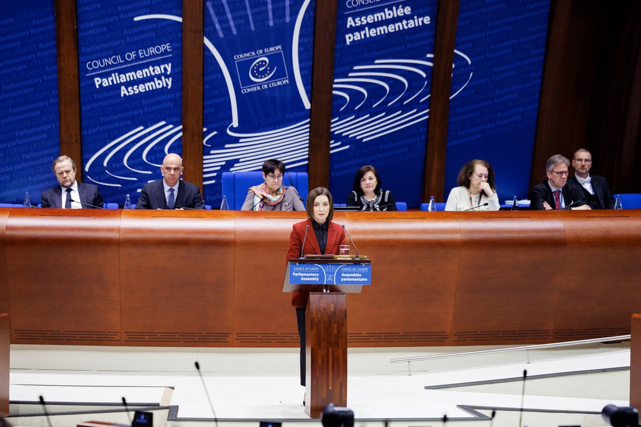 Maia Sandu, discurs la APCE: Europa se confruntă cu două războaie – unul militar și unul împotriva democrațiilor