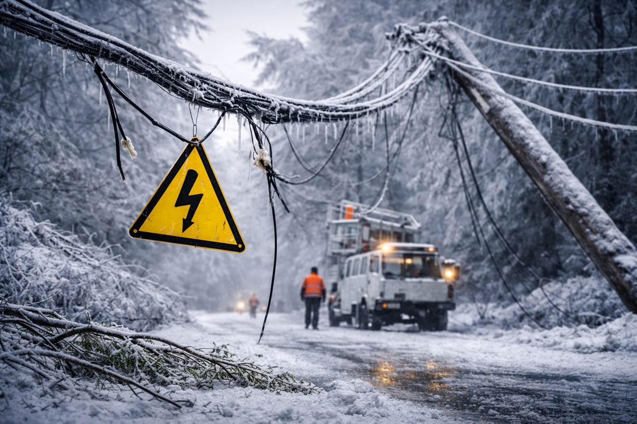 Vânt puternic și precipitații mixte: cetățenii, îndemnați să evite cablurile electrice căzute