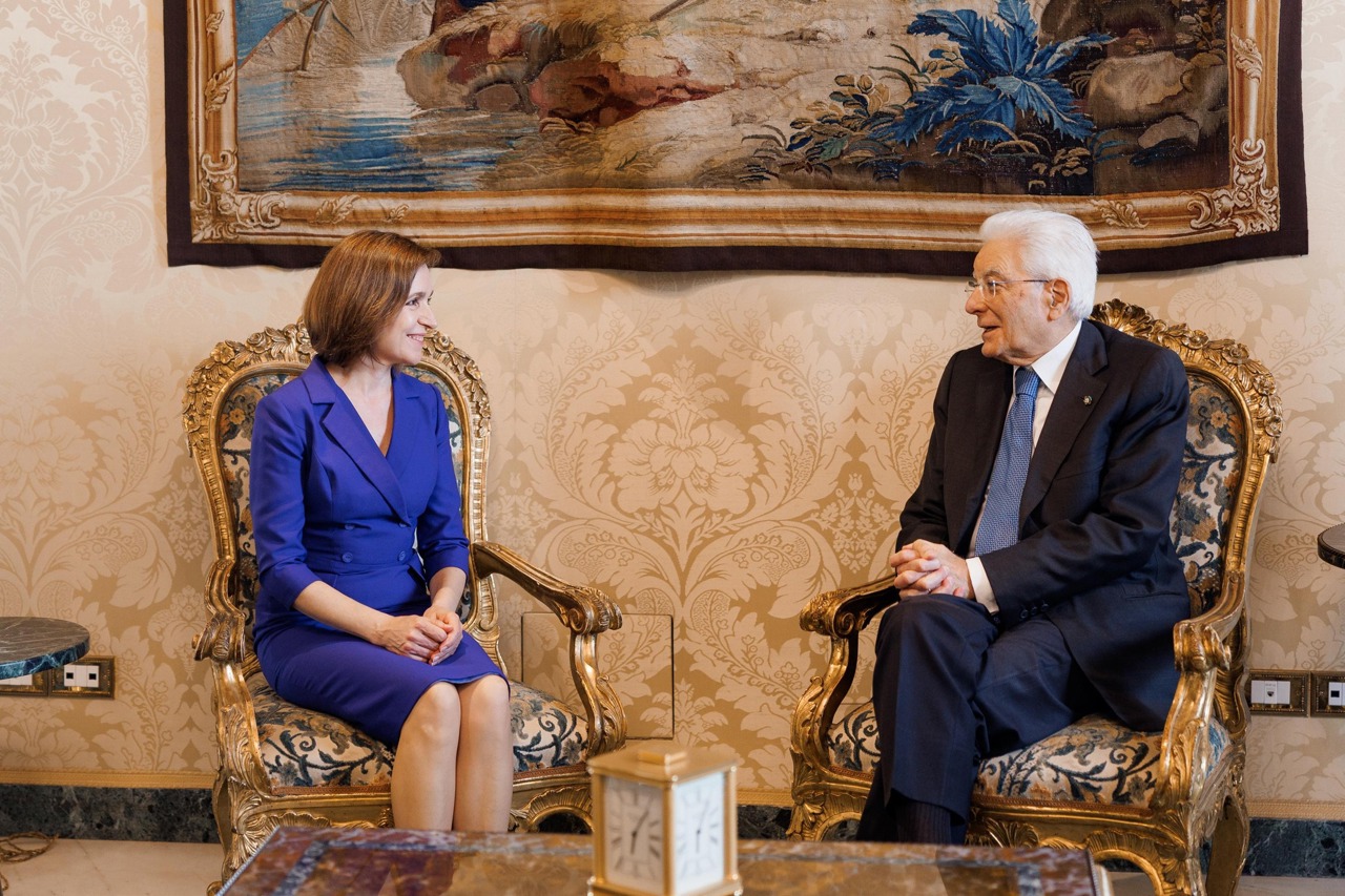 Maia Sandu, primită de Sergio Mattarella la Roma: sprijin pentru integrarea europeană