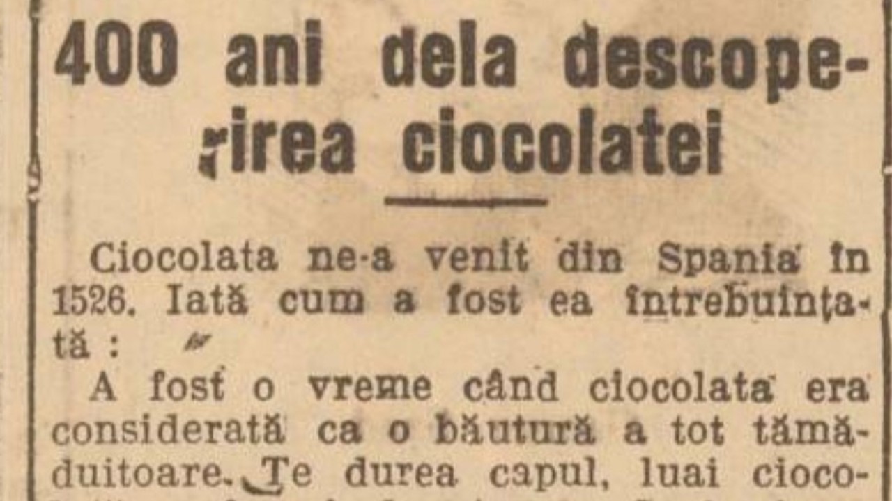Revista presei interbelice: Ciocolata remediu universal – bună și pentru dureri de cap, și pentru stomac