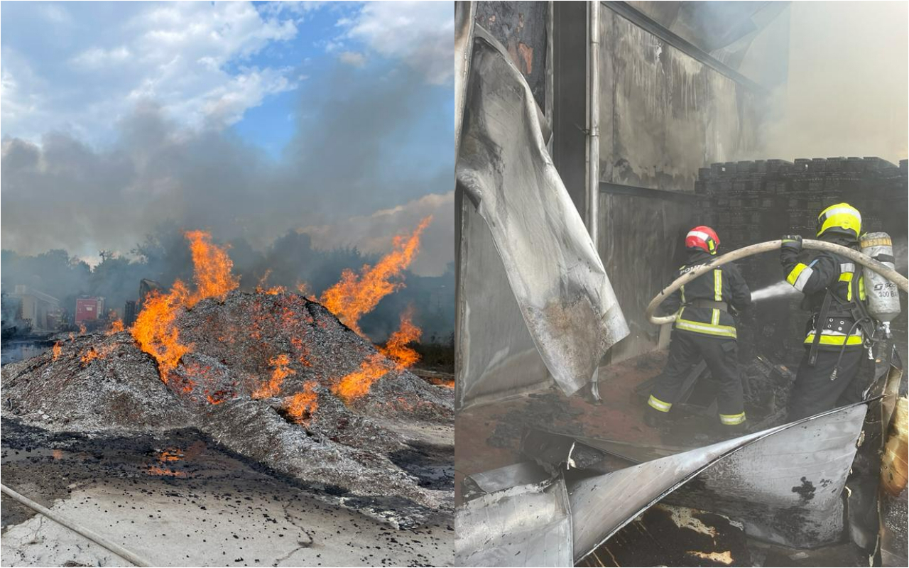 Heavy fire destroys part of warehouse in Ghidighici, Moldova
