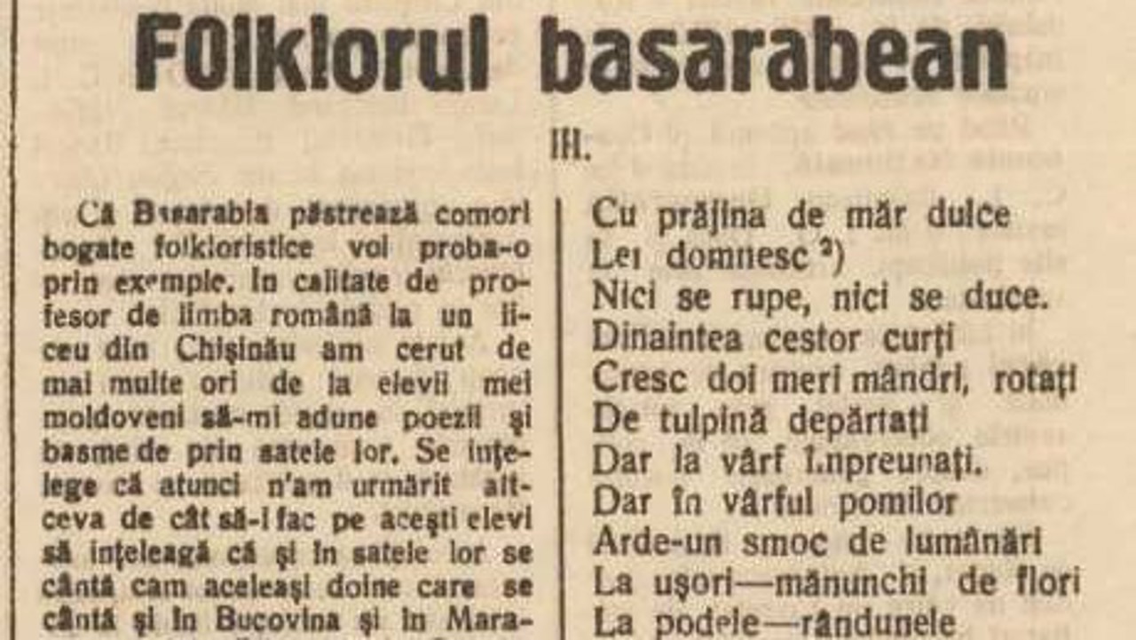 Revista presei interbelice: Basarabia, ferită de urme ale influenței rusești în creația populară