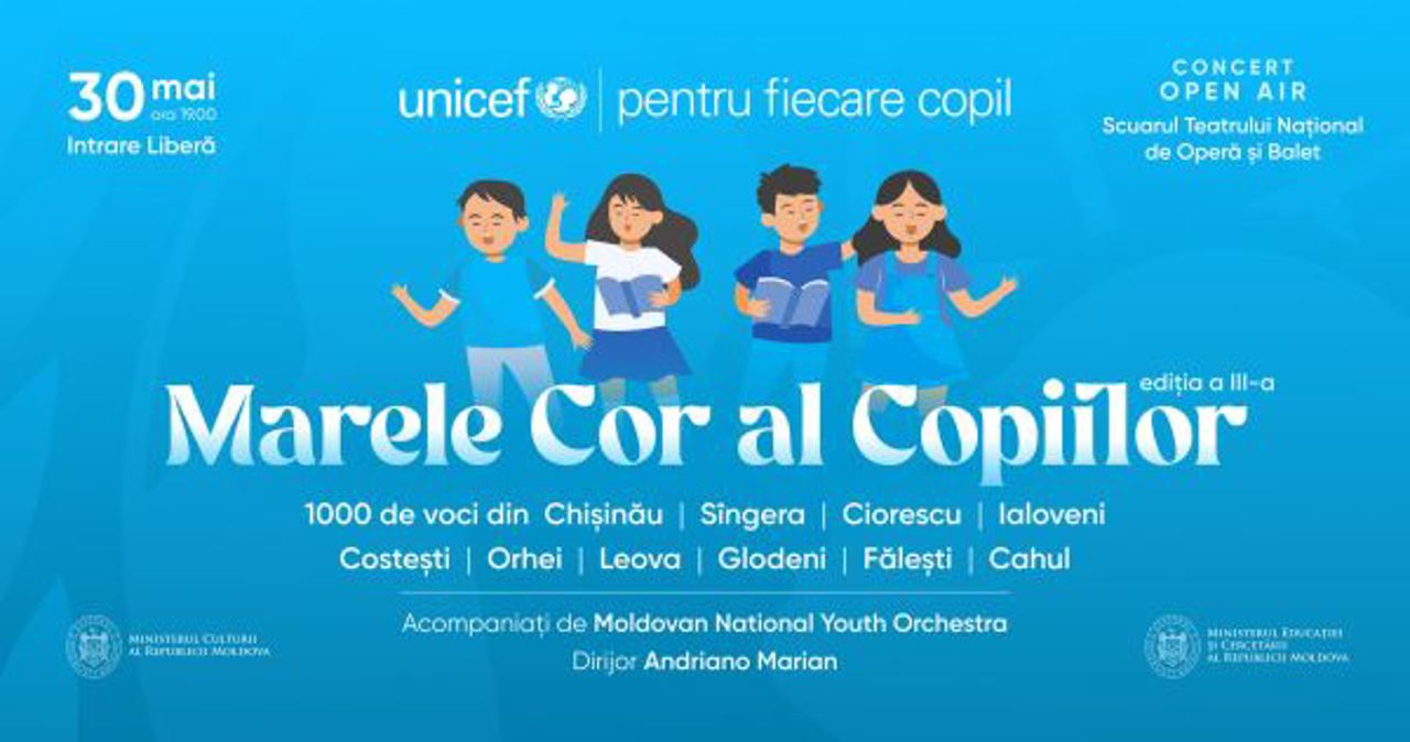 „Marele Cor al Copiilor: Peste o mie de copii vor cânta, la unison, în centrul Chișinăului