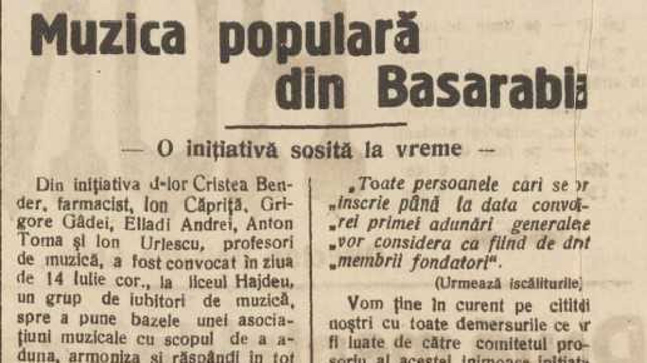 Revista presei interbelice: O inițiativă la Chișinău pentru salvarea cântecului popular din Basarabia