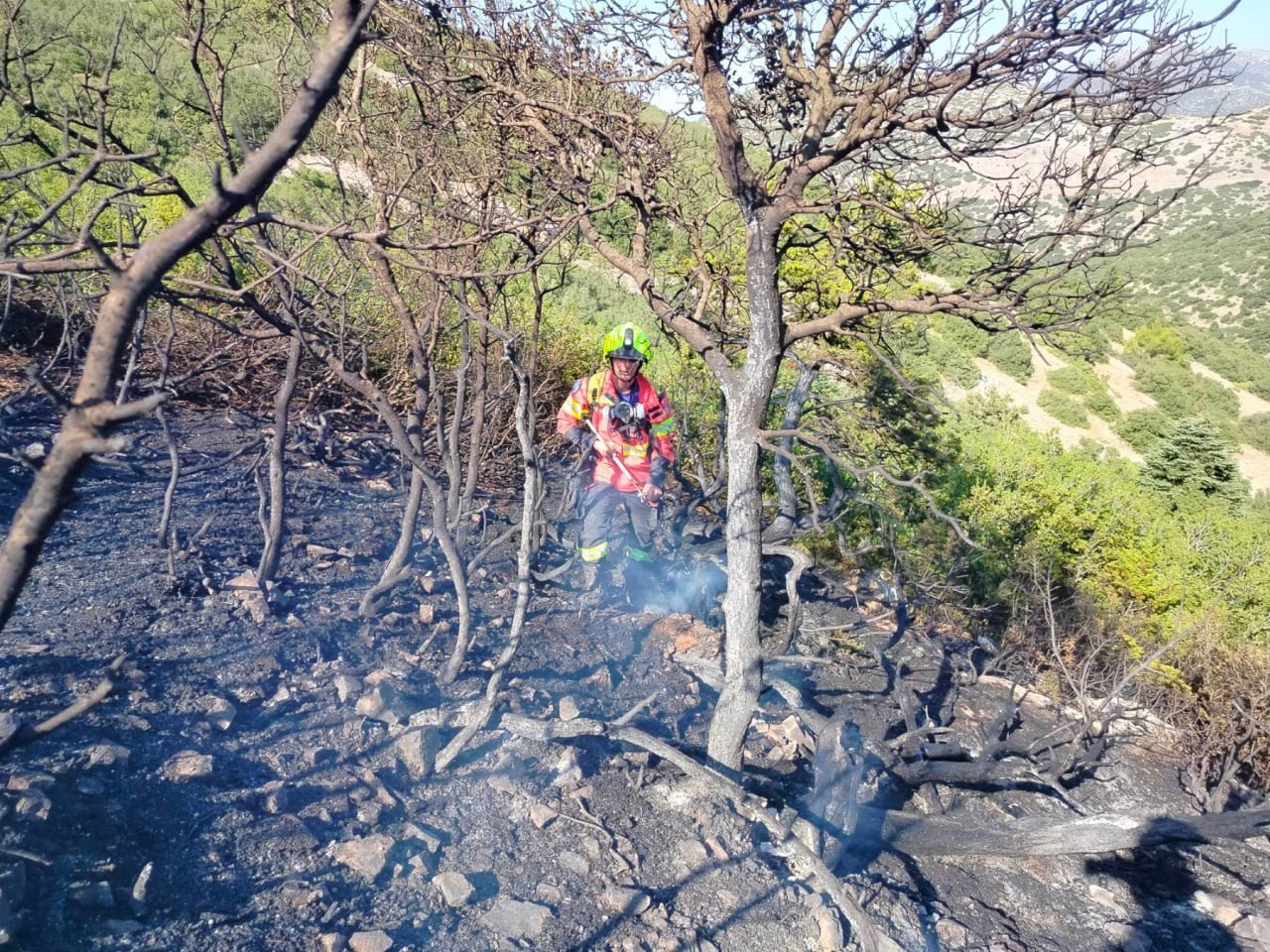 Salvatorii moldoveni, aflați în Grecia, au intervenit la stingerea unui incendiu de vegetație în localitatea Vila