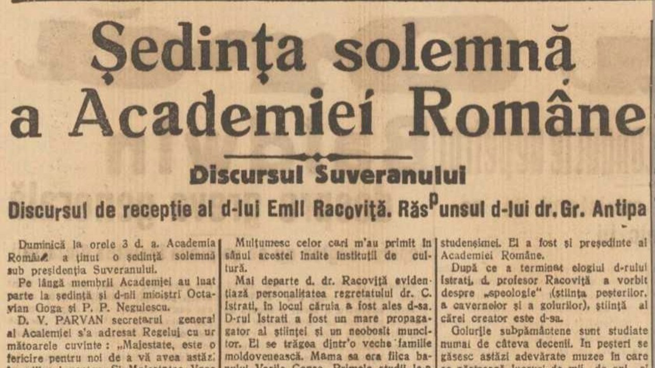 Revista presei interbelice: „A ști sau a nu ști” –  Ședința Academiei Române, sub președinția regelui Ferdinand I