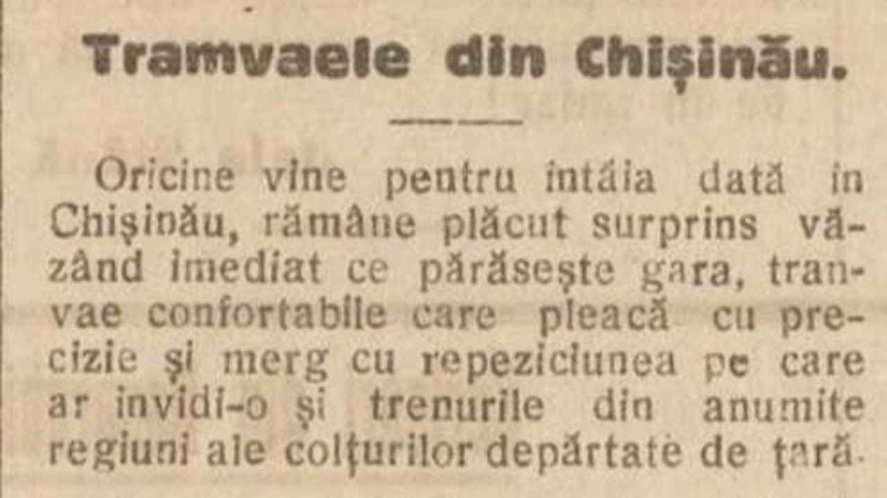 Revista presei interbelice: Chișinăul, lăudat pentru tramvaie 