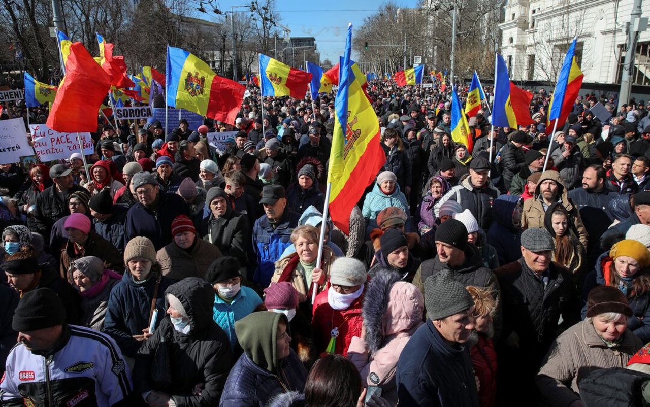 Reuters / Protest antiguvernamental, organizat de opoziția pro-rusă, inclusiv fostul Partid „Șor”, 12 martie 2023