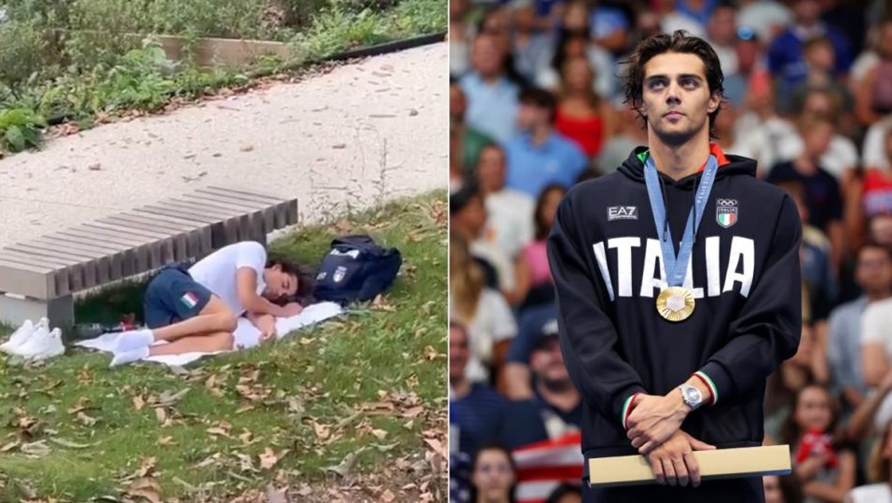 Gold medalist Thomas Ceccon prefers to sleep on the grass in the park than in the Olympic Village