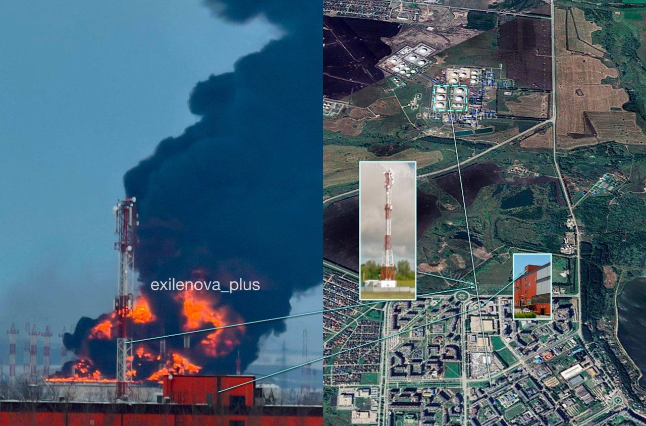 Două rezervoare de zeci de mii de metri cubi, în flăcări la un punct-cheie al infrastructurii petroliere ruse