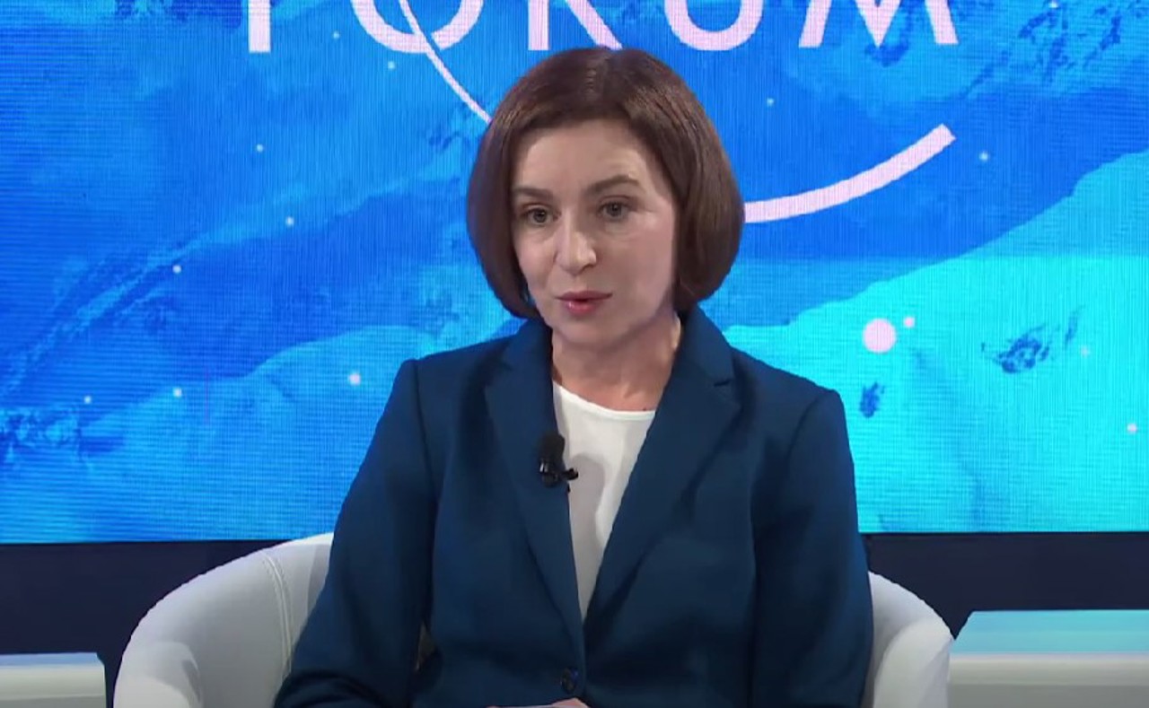 Maia Sandu la Davos: Republica Moldova poate supraviețui ca democrație doar în UE