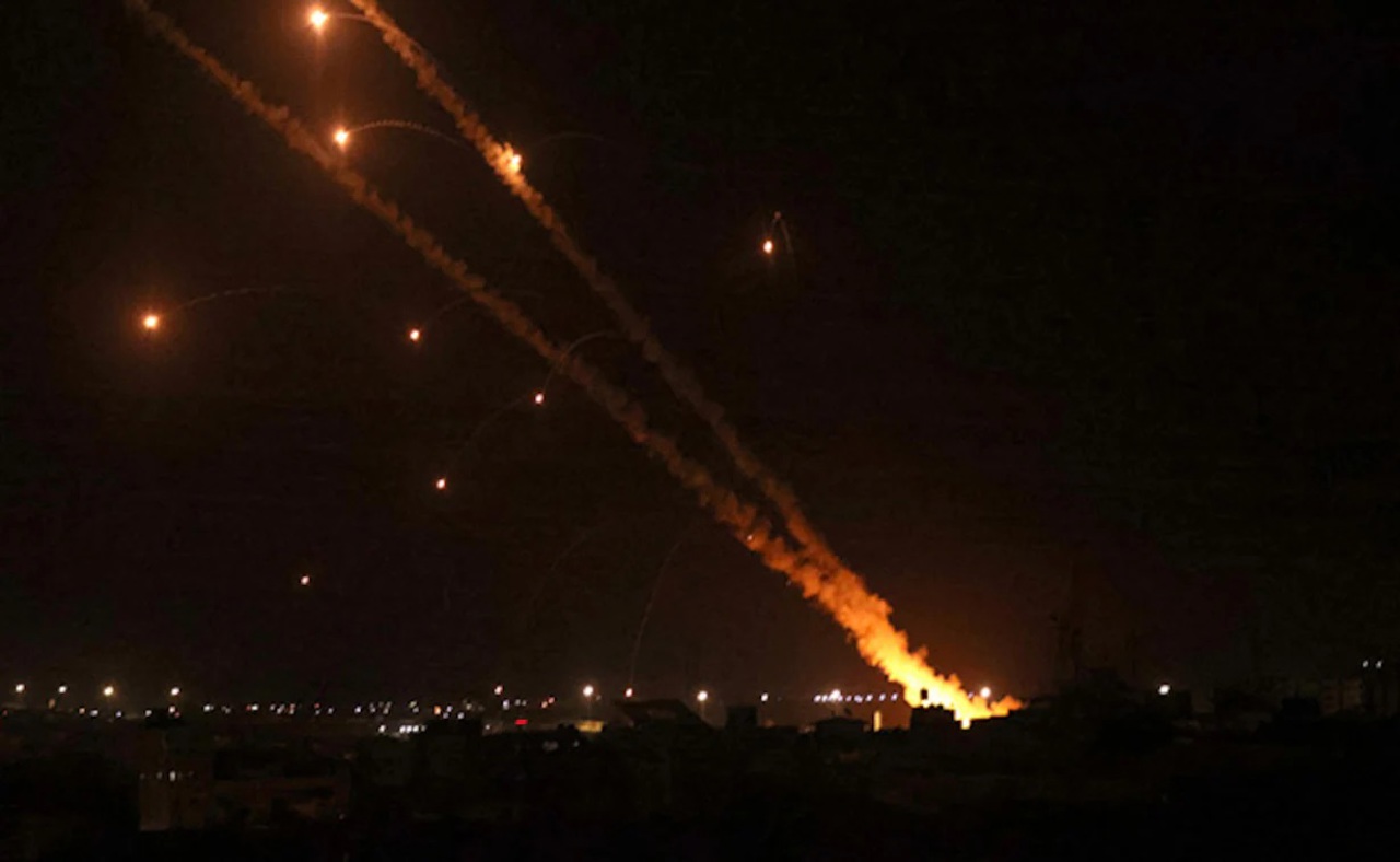 Dozens of rockets, launched from southern Lebanon on Israel