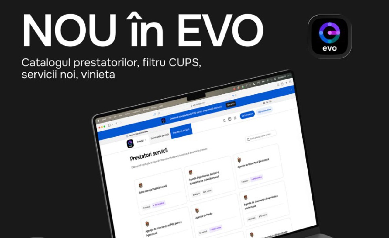 Noi posibilități pe EVO: „Îmbunătățim modul de accesare a serviciilor publice”
